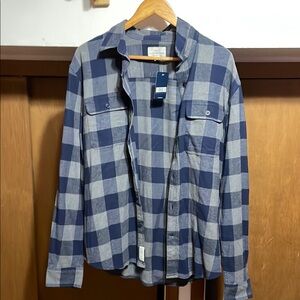 Lucky Brand Blue and Gray Checkered Shirt size Large